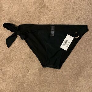 NWT Smart Sexy Black Bikini Bottom with Signature Gold Ring & Side Bow in Medium
